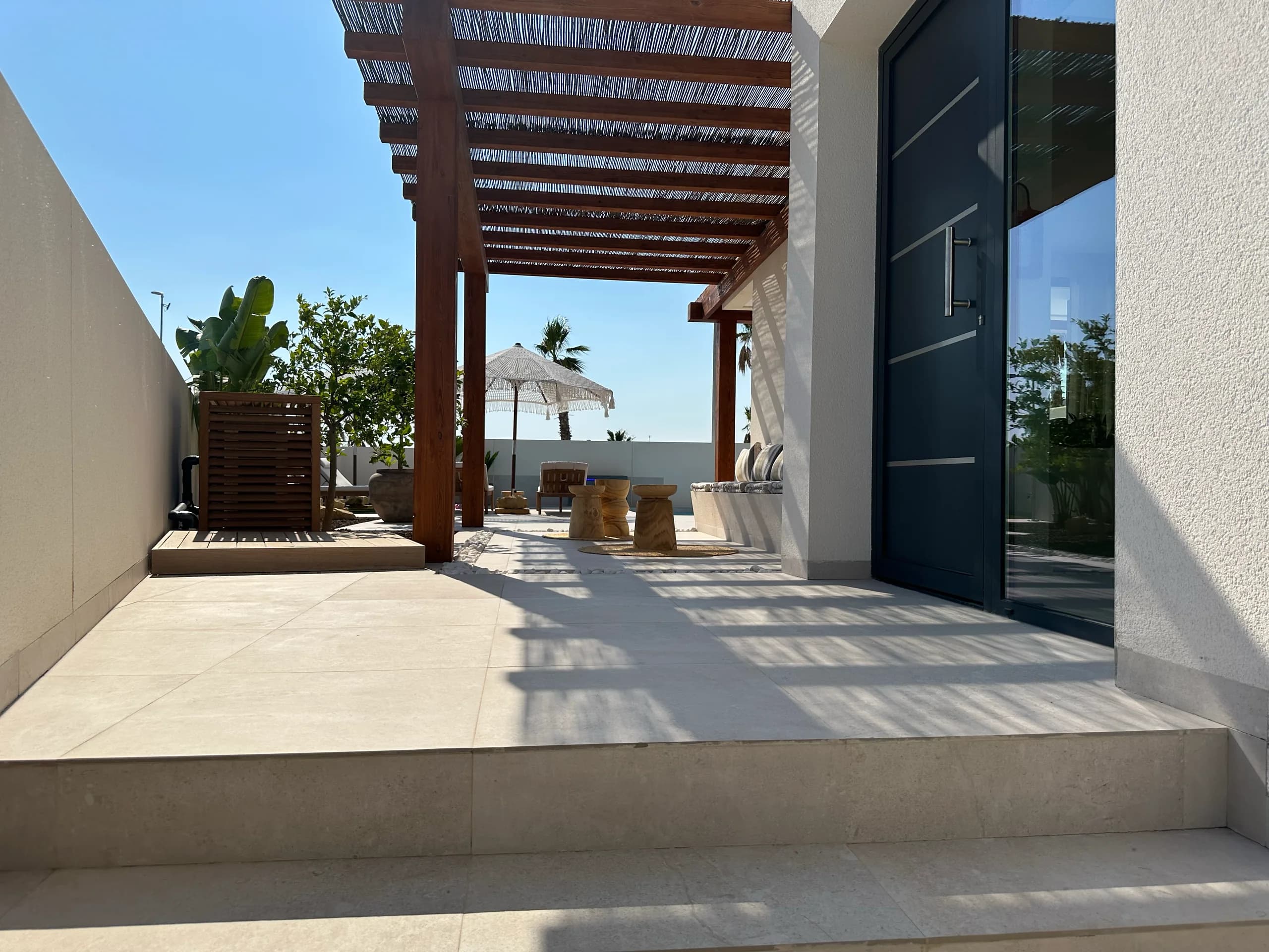 Villa Bella Sol — private pool with sun loungers and Mediterranean planting